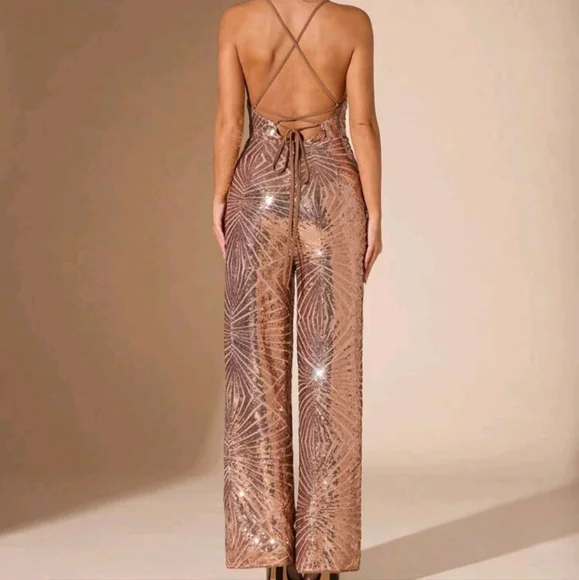 Elegant Y2K Sparkling Rhinestone Embellished Jumpsuit - Picture 2 of 4